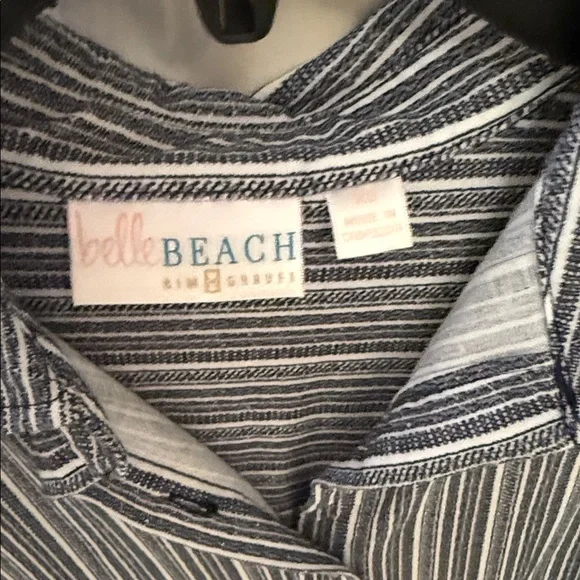 Belle by Kim Gravel Striped Button-Up Top - Navy and White - Picture 3 of 4